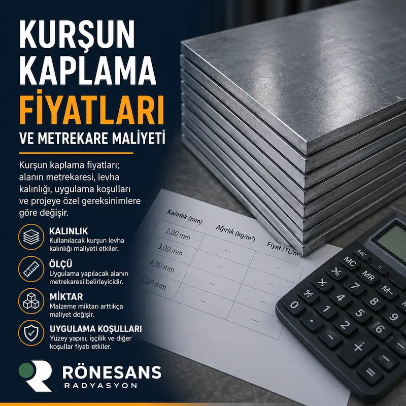 Kurşun kaplama fiyatları ve m² maliyetini etkileyen temel faktörler.