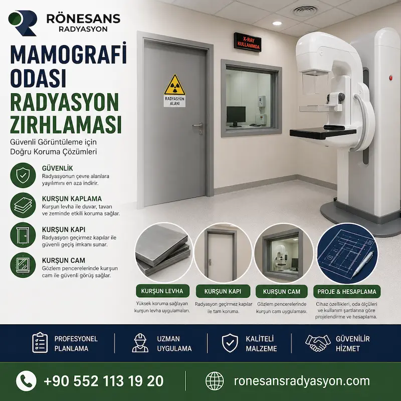 Mamografi odası radyasyon zırhlaması ve kurşun kaplama uygulaması